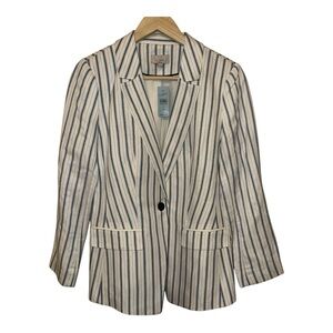 NWT LOFT Blue and White Striped Blazer Tailored Fit